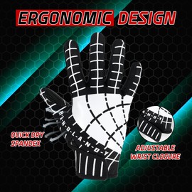 AIGEVTURE Youth Football Gloves Kids Inspired Receiver Gloves Boys Girls Unmatched Grip Comfort Black and White Small