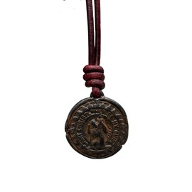 St Christopher Silver Necklace - Mens Saint Pendant Travelers, Gift Religious Jewelry, Protection Medal, Men Silver Medallion, Women Gift to Husband, Catholic Charm (Rustic Brown, Antique Leather)