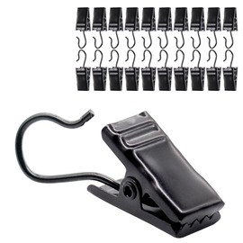 GKONGU Pack of 30 Metal Clips Hooks, Curtain Clips Hooks, Ideal for Shower Curtain Light Photo House Decoration (Black)