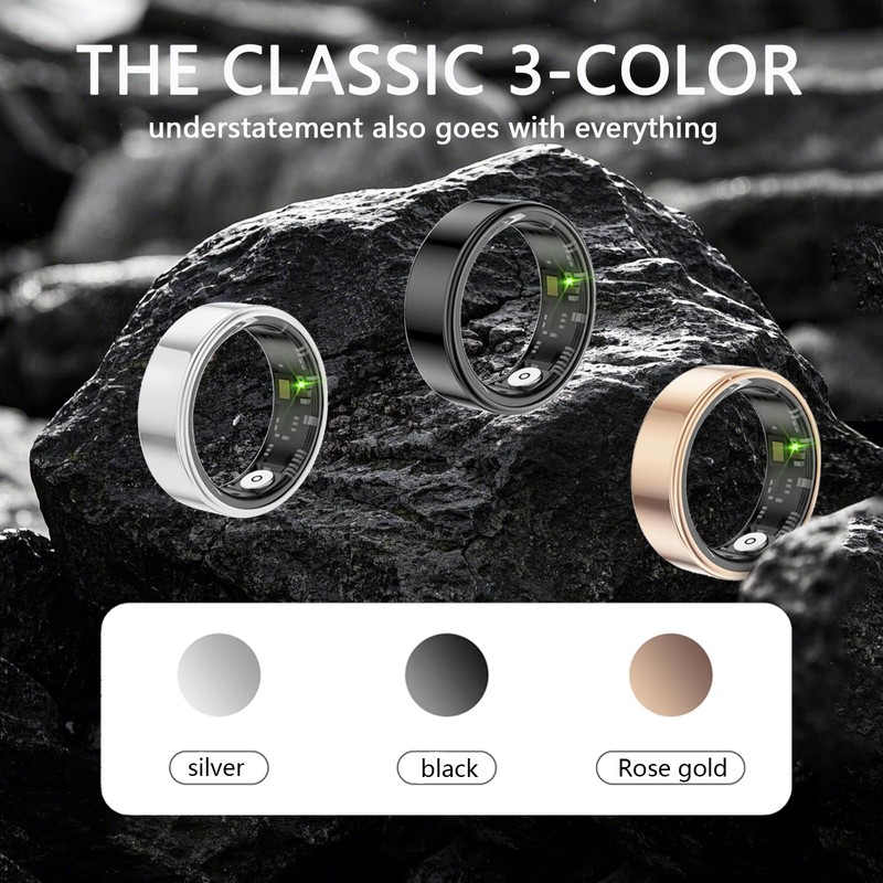 Smart Ring for Women Men,with Charging case,No App Subscription Wearable
