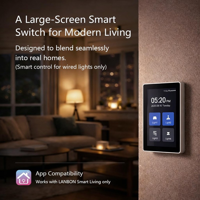 LANBON L10 Large LCD Smart Light Switch, Custom Display &