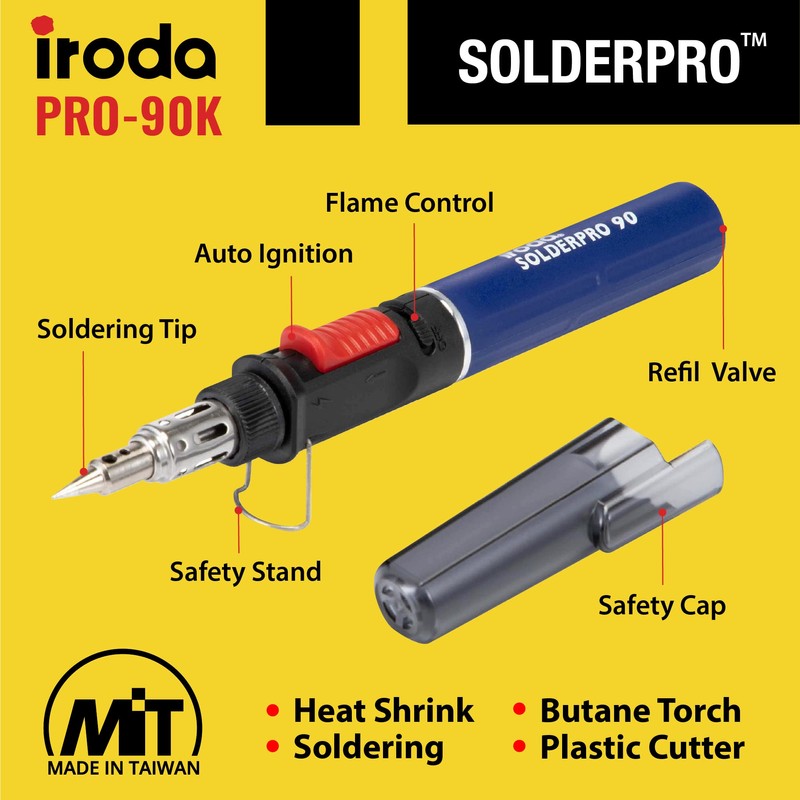 IRODA SolderPro 90K Professional Butane Soldering Kit Cordless 3-in-1 Tool