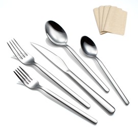 CITESANA 24 Piece Stainless Steel Silverware Set for 4 with Placemats Set