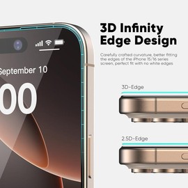 FLOLAB ONETIME PRO NanoArmour 3D Screen Protector with ClearVue Anti Reflective Technology & PolarSpectra Anti-Rainbow - Choose Your Device: 16 Pro Max