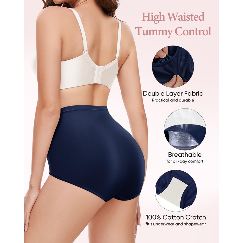 MIOTAN Women's Underwear 4 Pack Tummy Control High Waisted Ladies