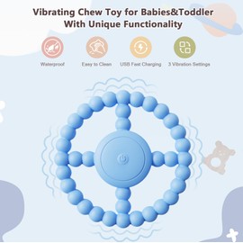 Vibrating Sensory Chew Toy - Dual Effect: Teether Teething Toys for Babies6-12 8-18 Months, Sensory Toys for Kids with Autism&Toddler Travel Essential,1-2 Year Old Boys Girls Gifts idea(Blue)