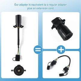 ATQYZLM Premium 7 Pin to 4 Pin Trailer Adapter，Waterproofing Trailer Plug Adapter 7 Pin Round to 4 Pin Flat ，11.6 Inch 7 Way Round to 4 Pin Trailer Wiring Connector Provides More Flexible Installation