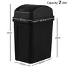 Loiycg 7 L Black Swing Lid Garbage Can, Small Plastic
