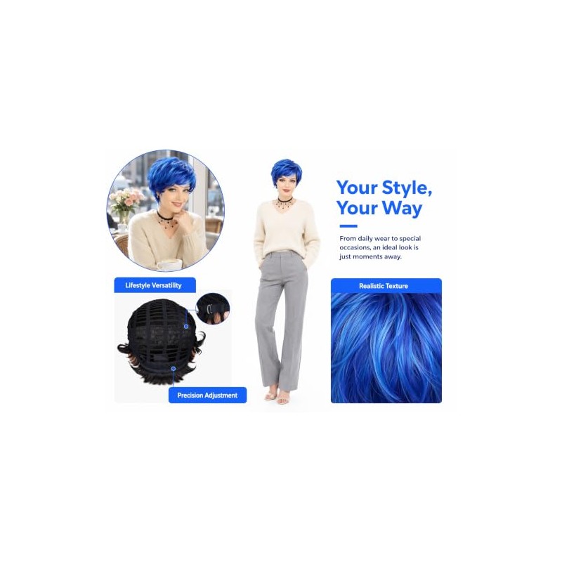 Peluca Corta Estilo Pixie Fchw, Pelucas Sintéticas Para Mujer, Pelucas