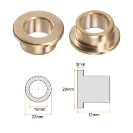 QUARKZMAN Flange Bearing Sleeve 16 mm Bore 22 mm AD 12 mm Length 3 mm Flange Thickness Bronze Bushing Self-Lubricating Bushing Sleeve for Industrial Systems