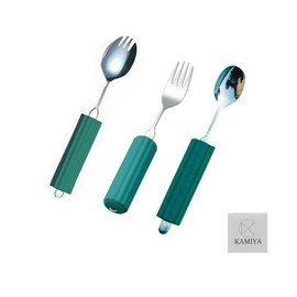 Saito Industry Bendable Universal Spoon, Small Spoon, Round Shape, 0.7 inch (18 mm) (18N-4), Large for Both Spoons and Forks, 2N-3, Small Fork, 2N-5, Set of 3 Types, Includes Original Stickers