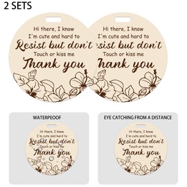PLIGREAT 2 Pcs Stop Touching Baby Signs Dont Touch Or Kiss Baby Hanging Signs Plaques for Newborn Baby Girl Boy Preemie Car Seat Baby Carriers Stroller Tags with Hanging Strap and Clip