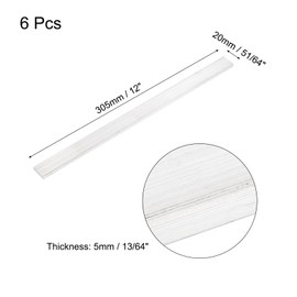 sourcing map 6 Pcs Square Aluminum Flat Bar, 13/64" (5mm) Thick x 51/64" (20mm) Width x 12" (305mm) Long 6061 Aluminum Flat Plate Solid New Mill Stock Silver for Industrial Building
