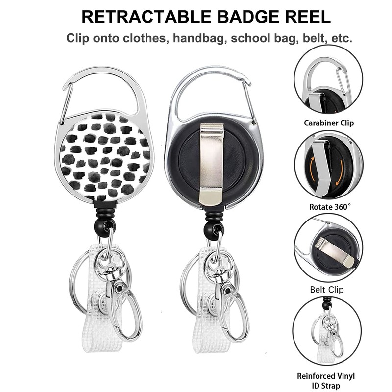 Badge Reels Retractable with Carabiner Reel Clip, Worker Badge Holder
