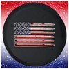 Large Spare Tire Cover - American Flag Bullet Black 35