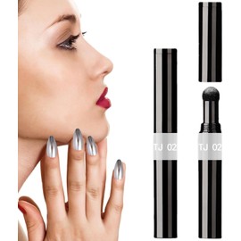 Pluma de polvo de uñas cromada, plumas de polvo de pigmento de uñas metálico, polvo de brillo de uñas brillante, cojín de aire, pluma de esmalte holográfico, arte de uñas, decoración de manicura, barras de polvo de uñas (2#)