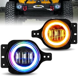 UTVJATV 4 Inch LED Fog Lights for 2018+ Wrangler JL JLU, Gladiator JT 60W High-Intensity Off-Road Round Led Chip Front Bumper Fog Lights, DOT Approved w/DRL and Amber Turn Signal