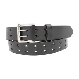 Yourtack 1 1/2" Double Prong Double Holes, Full Grain Leather Belt, Work Belt, Casual Belt, Goth Belt (Black, 46)