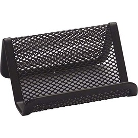 Business Card Rack Q-CONNECT Metal Black/Small Office Accessories/Type-Desktop/Kind-for Business Cards/Material-Metal/Dividers-1 / Colour-Black/Dimensions (mm)-95x75x45