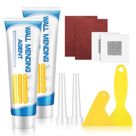 XULIERUX Weiße Innenputzmasse, Wandreparatur-Spachtelset, Zur Reparatur Von Bohrlöchern, Löchern, Rissen, Graffiti, Spachtelmasse Mit Spachtel, Schleifpapier Und Reparaturplatte
