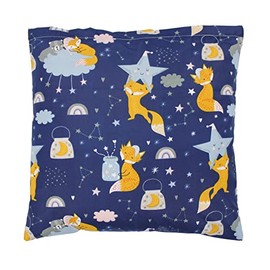 TupTam Children's Pillow Case with Decorative Patterns, Fox Stars/Dark Blue, 40 x 40 cm