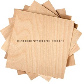 Baltic Birch Plywood - B/BB Grade ( 6MM 1/4'' X ''12 X ''12 )Perfect for Arts and Crafts, School Projects and DIY Projects, Drawing, Painting, Wood Engraving, Wood Burning, Laser Projects, by QUTE