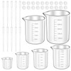 Plastic Graduated Beaker, 6Pcs Clear Plastic Beakers Set Lab Measuring