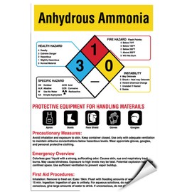 Anhydrous Ammonia Hazard Sign NFPA Guides Label Decal Sticker 18 inches x 24 inches