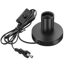 Polished Metal Desktop Lamp Base, E26/E27 Edison Screw Light Bulb Holder, Night Light Bulb Base Replacement with 5.57ft Cord on/Off Switch and US Plug