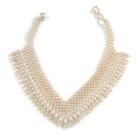 Avalaya Bridal Imitation Pearl Charm V-Choker Necklace (Light Cream)