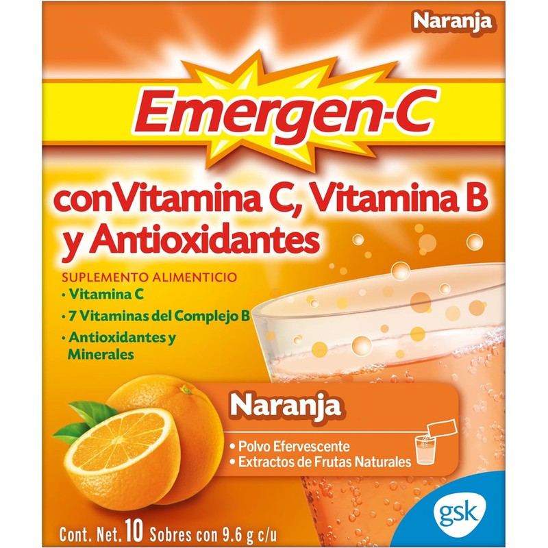 Emergen-C Polvo Efervescente de Vitamina C Sabor Naranja – 10