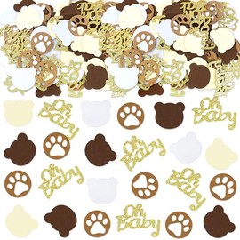 Cyodoos 100 Pieces Oh Baby Bear Confetti Baby Shower Paper Confetti Bear Table Confetti for Holiday Festival Party Table Glitter Confetti for Boy Girl Birthday Party Table Home Decoration