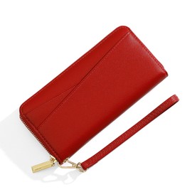 LEEXTON Large Capacity Leather Ladies Purse, Long Purse, Large Women Clutch RFID Protection with 12 Card Slots and Wrist Strap