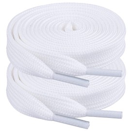 Booyckiy [2 Pairs Flat Shoelaces for Sneakers, 2/5" Wide Shoe Laces Off White 48 inch(122cm)