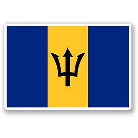 2 x 10cm/100mm Barbados Flag Window Cling Sticker Car Van Campervan Glass #4414