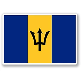 2 x 10cm/100mm Barbados Flag Window Cling Sticker Car Van Campervan Glass #4414