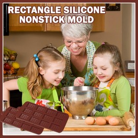 4 PCS Chocolate Bar Molds Silicone,Non Stick Candy Bar Molds,Break Apart Square Chocolate Waffle Molds,Easy Release Rectangle Chocolate Molds,Silicone Protein and Energy Bar Molds