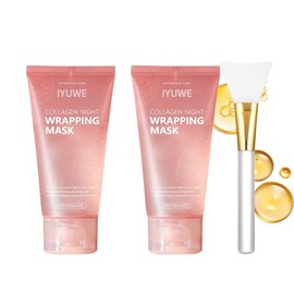 YURI Collagen MaskCollagen Mask, 2PCS Collagen Night Wrapping Mask, Peel Off Overnight Facial Mask, Hydrating Face Mask for Skin Care, Easy Peel Sleep