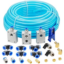 HOOTSUM 1/2″OD Compressed Air Piping System and Shop Air Line Kit with 100ft TPEE Tubing 3/8″ID, 27-Piece Air Push to Connect Kit