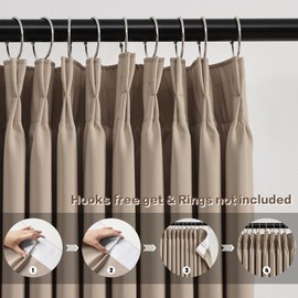 KEQIAOSUOCAI Pinch Pleated Window Curtain Panels 104 Inches Long Light Blocking Solid Custom Made Pleated Curtains Hooks Track Privacy Memory Shape Drape for Living Room,Khaki,40x104, Set of 2