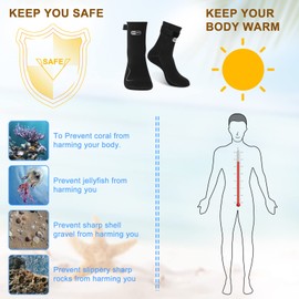 Gimilife Neoprene Socks, 3 mm Neoprene Socks Men Women, Neoprene Shoes Water Socks Thermal Socks Diving Shoes for Men Women for Diving, Snorkelling, Swimming, Surfing, Sailing, Kayaking, High Style /