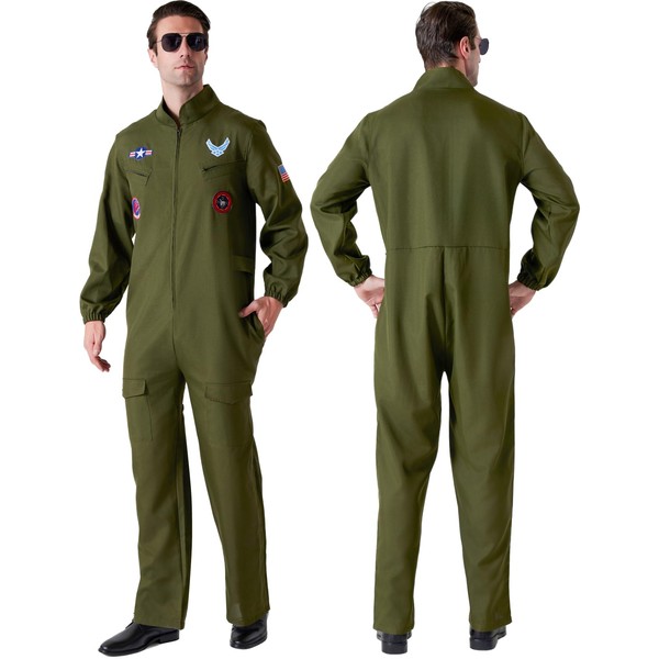 Maxim Party Supplies Men's Air Force Pilot Costume Jumpsuit with