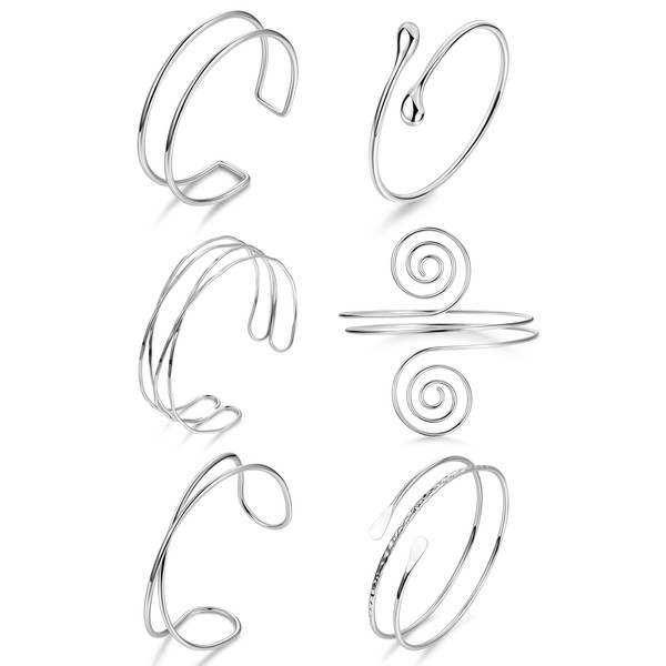 Vegolita Vegolita 6Pcs Boho Coil Arm Cuff Bangle Set -