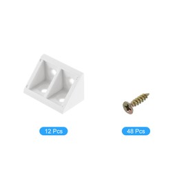 sourcing map 12Pcs 90 Degree Plastic Corner Braces, 19x32x19mm Nylon Shelf Right Angle Brackets with Screws for Cabinets, Cupboards (White)
