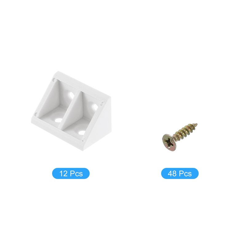 sourcing map 12Pcs 90 Degree Plastic Corner Braces, 19x32x19mm Nylon
