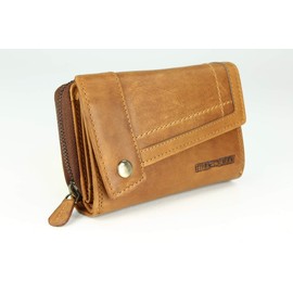 High-quality vintage leather women's purse, thick and compact wallet made of soft leather with RFID - 14.5 x 10 x 5 cm (W x H x D), brown, Vintage