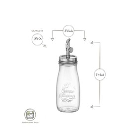 Bormioli Rocco Quattro Stagioni Glass 13.5 Oz Olive Oil Dispenser With Weighted Pourer, Made from BPA Free Durable Glass, Made In Italy.