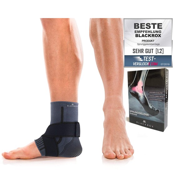 BLACKROX Ankle Support Bandage, Comparison Winner, Ankle Bandage, Ankle Bandage, Sports, Handball, Football, Volleyball, Foot Bandage, Ankle Bandage for Men and Women, Left and Right, black, s