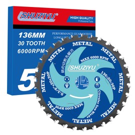 LSHUZIYU 136mm-30T, Metal Working Circular Saw Blade, Centre Hole 20mm with 15.88-10mm Washer, Compatible on Cordless Saw, Metal, Steel Iron Bar, Sheet, Angle Cutting