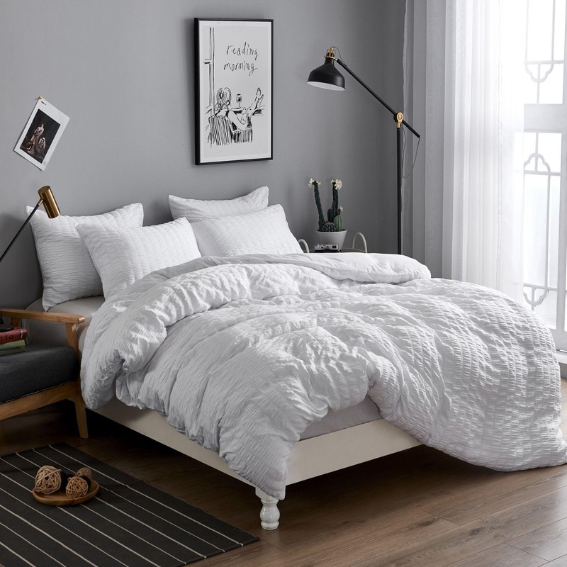 Freyamy Seersucker Bed Linen (135 x 200 cm), 2-Piece Set,